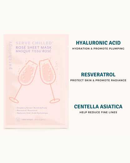 Serve Chilled Rosé Sheet Mask 4 Pack